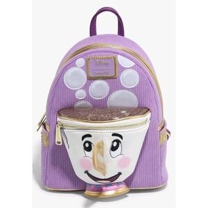 Loungefly Disney Beauty and the‎ Beast Chip Figural Corduroy Mini Backpack